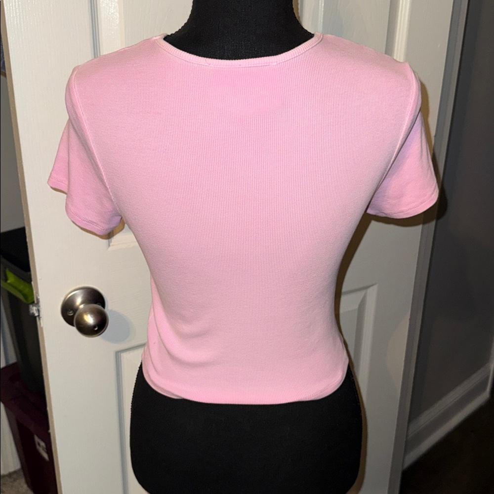 🖤FOREVER 21 X BARBIE PINK RIBBED CROP TOP SIZE M🖤 - Picture 7 of 7